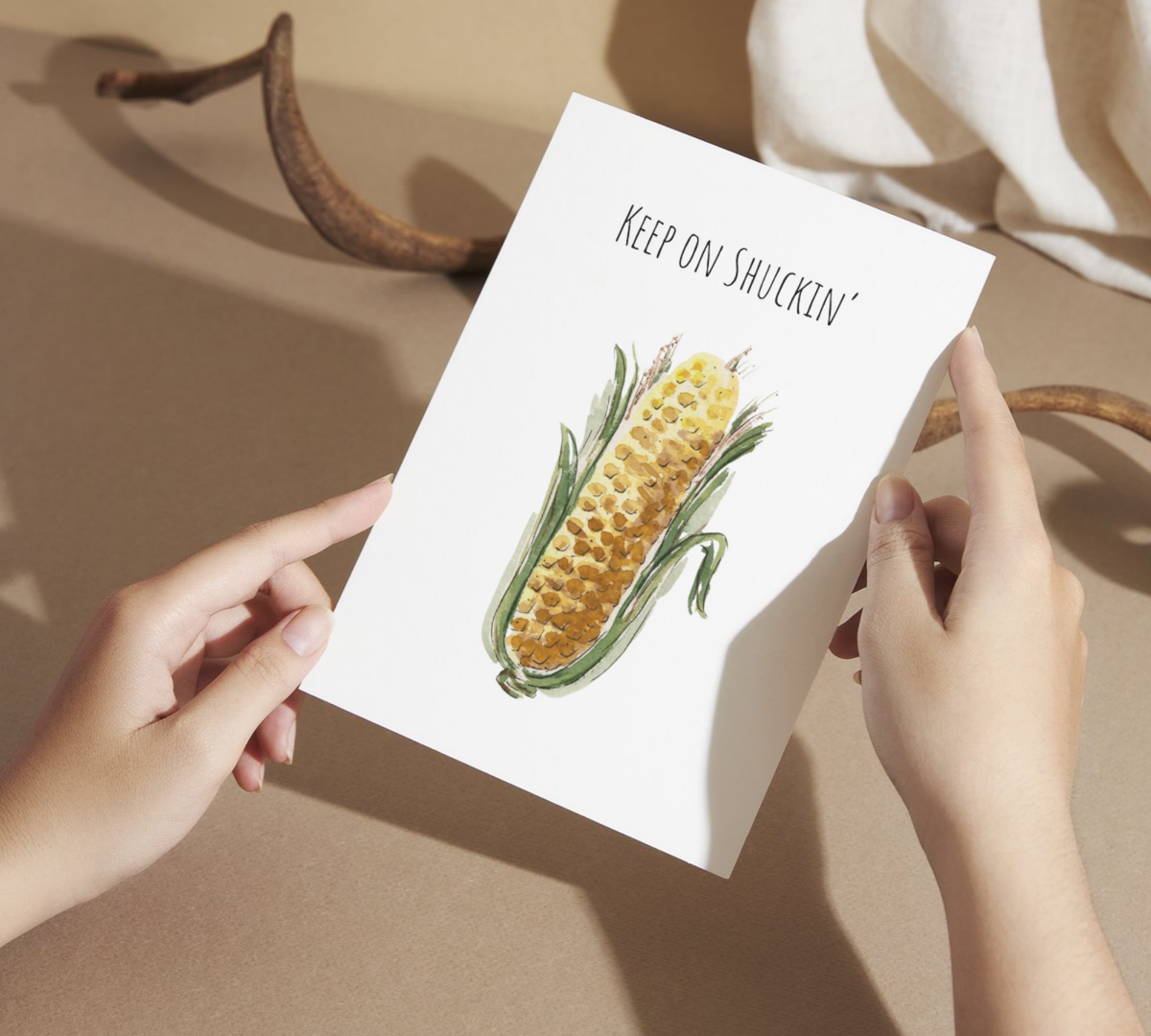 Keep on Shuckin' Watercolor Greeting Card