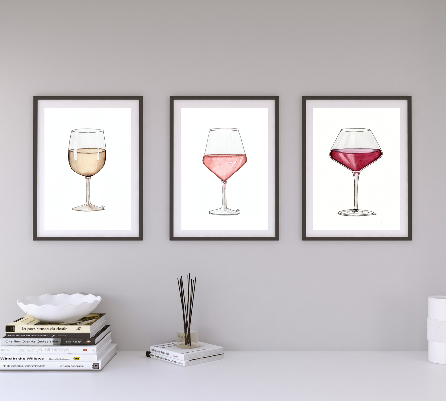 Red Wine - Pen and Watercolor Archival Art Print