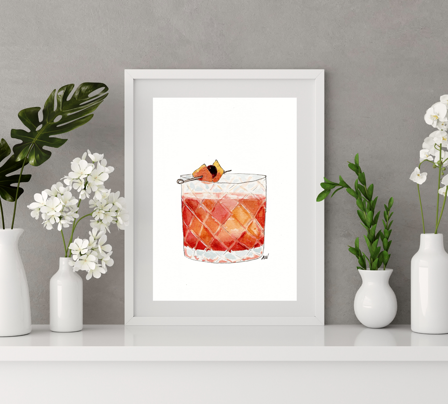 Old Fashioned - Pen and Watercolor Archival Art Print