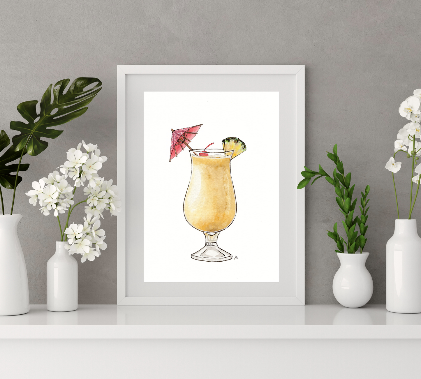Piña Colada - Pen and Watercolor Archival Art Print