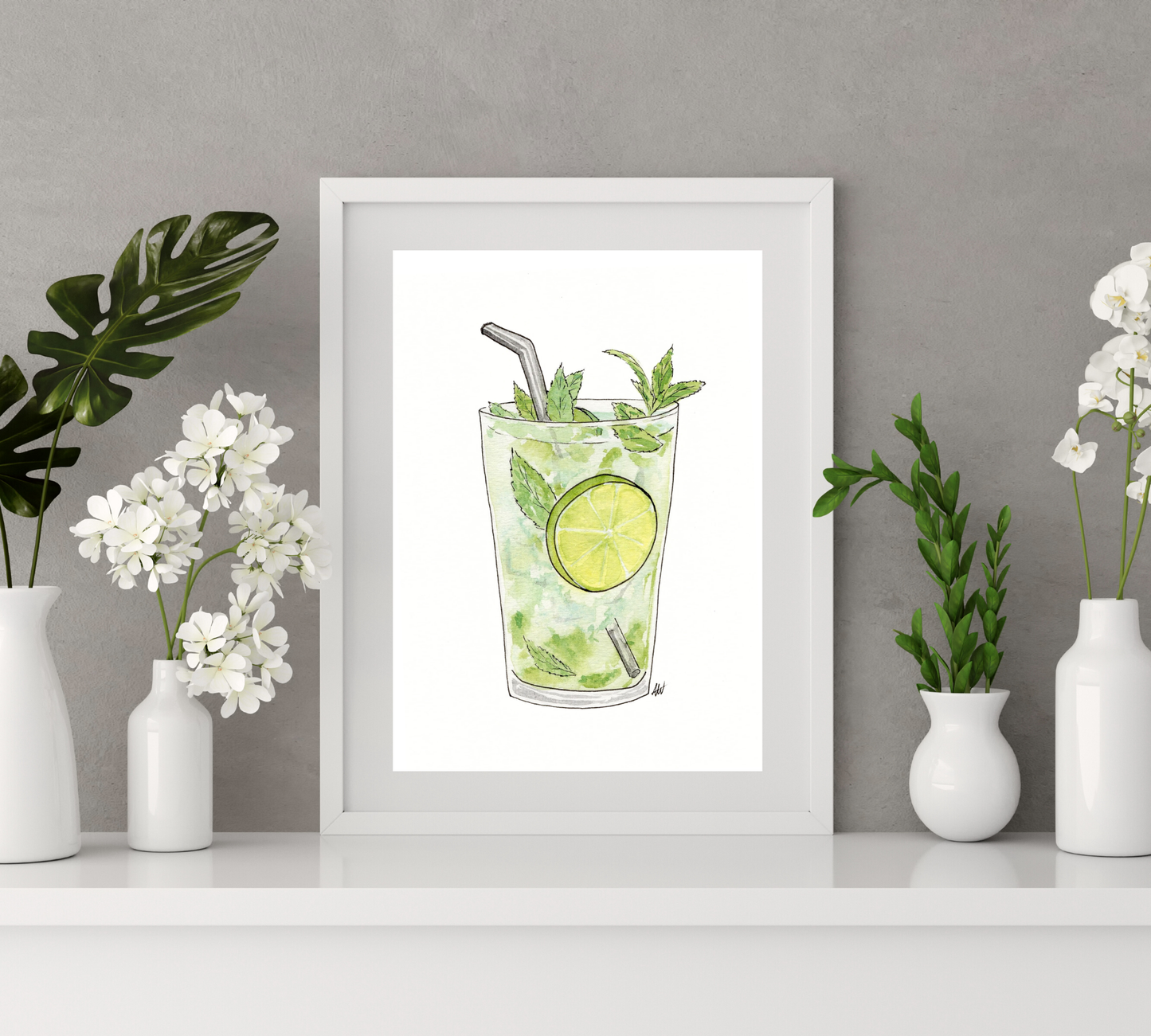 Mojito - Pen and Watercolor Archival Art Print