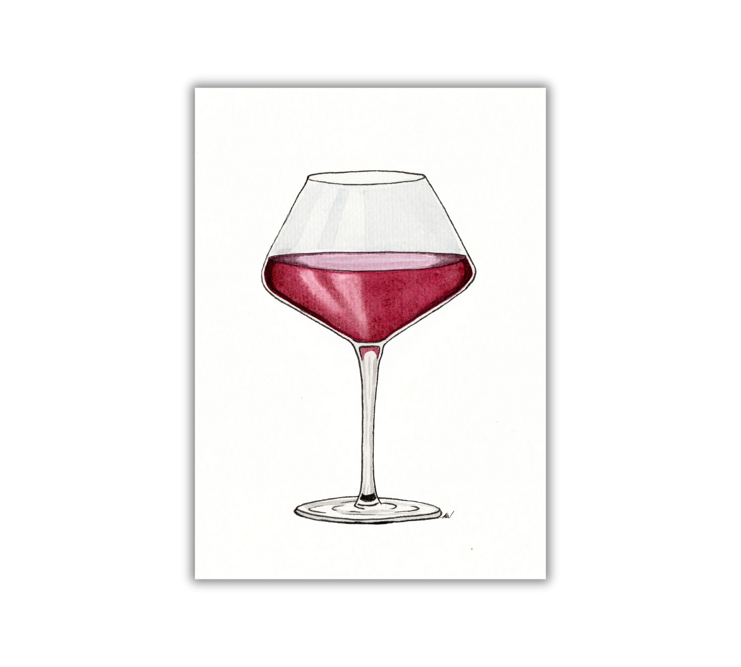 Red Wine - Pen and Watercolor Archival Art Print