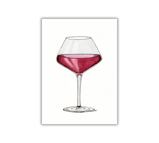 Red Wine - Pen and Watercolor Archival Art Print