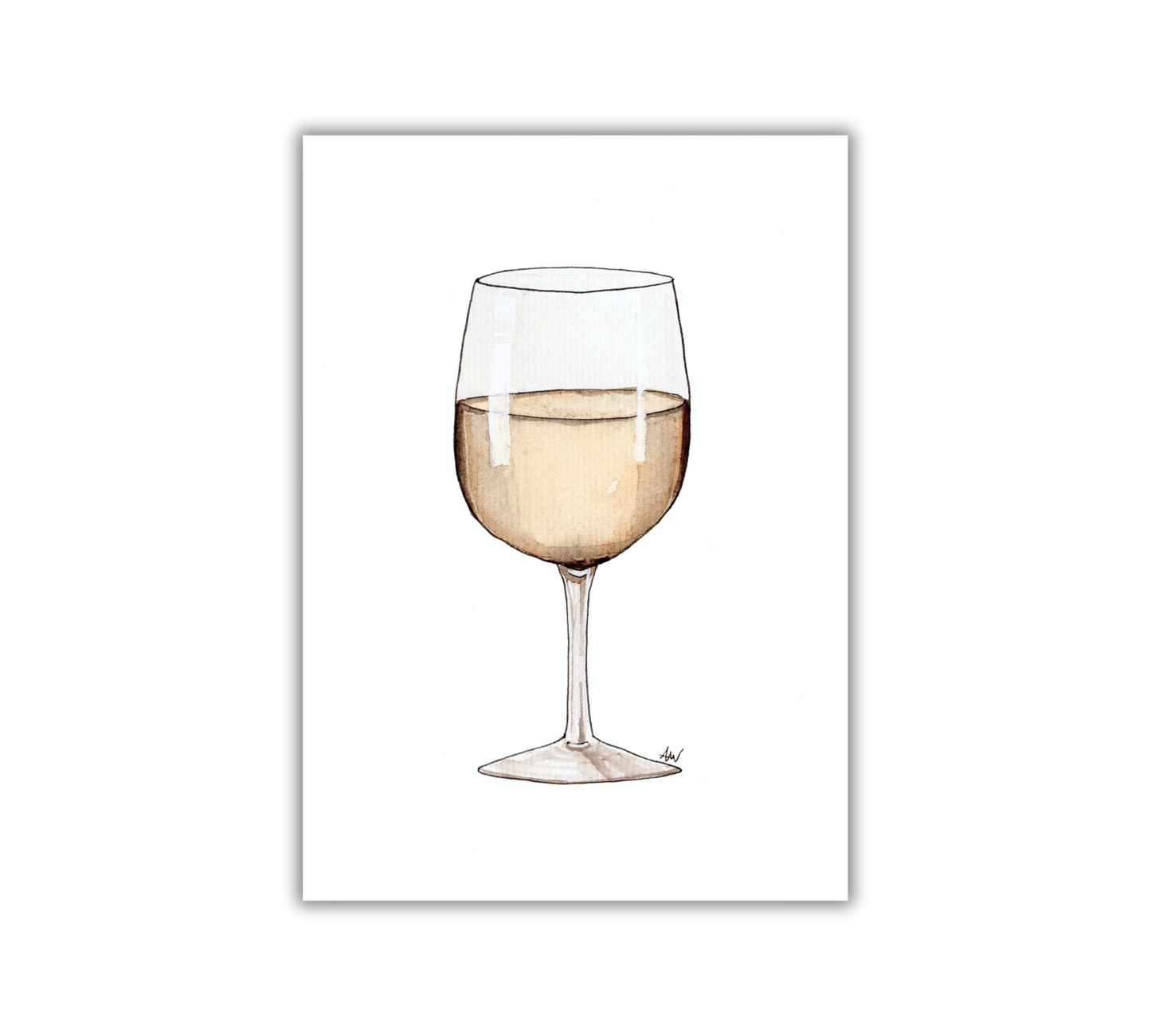 White Wine - Pen and Watercolor Archival Art Print