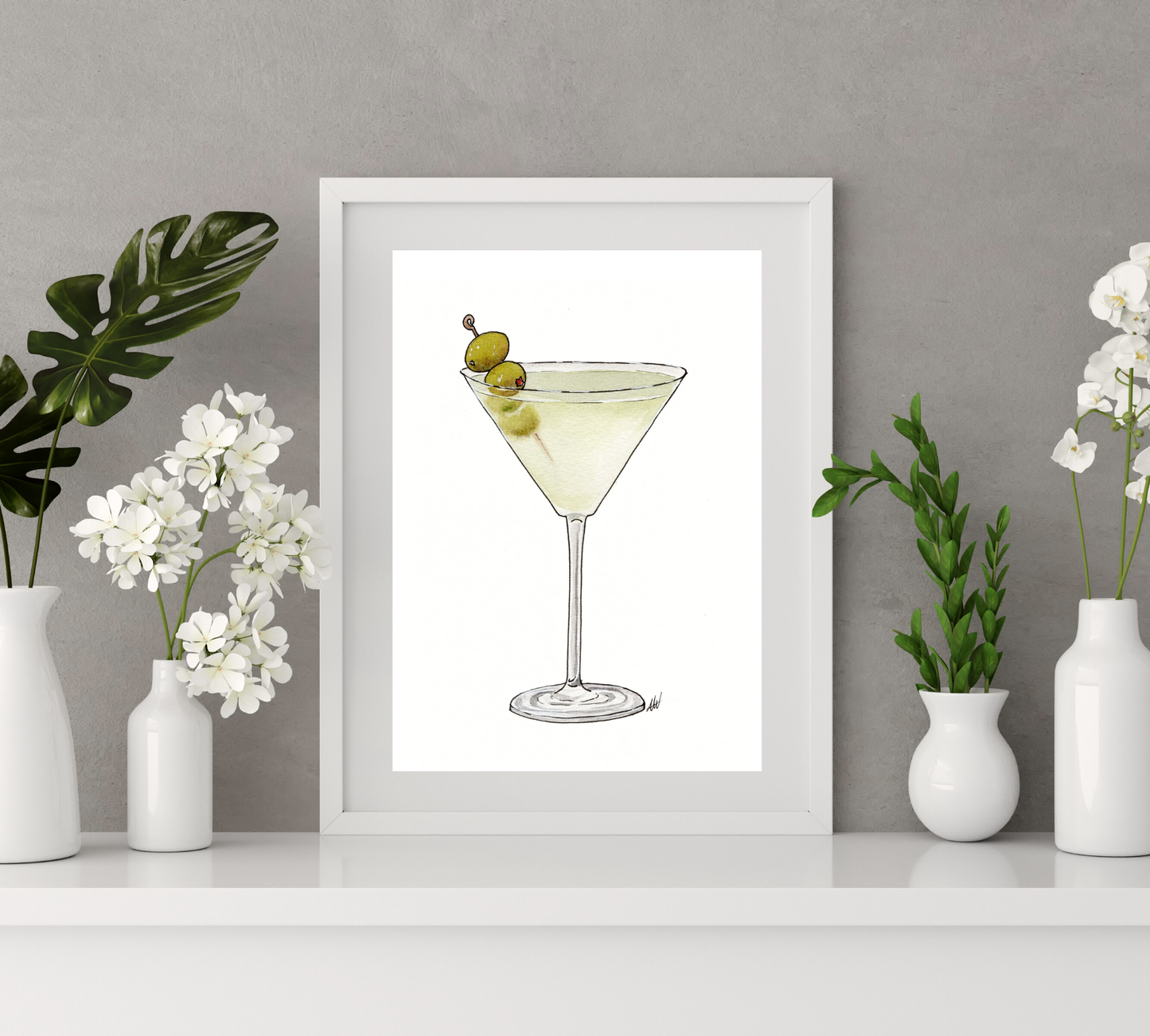 Dirty Martini - Pen and Watercolor Archival Art Print