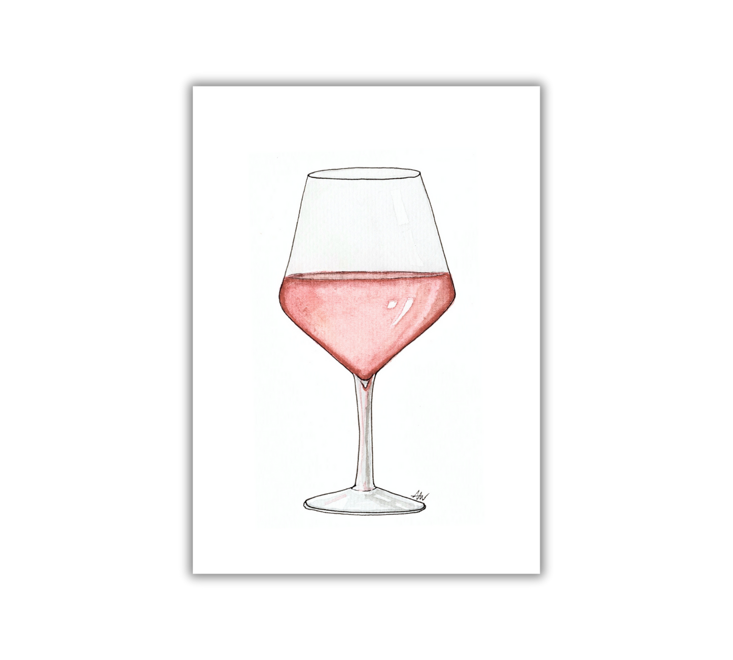 Rosé - Pen and Watercolor Archival Art Print