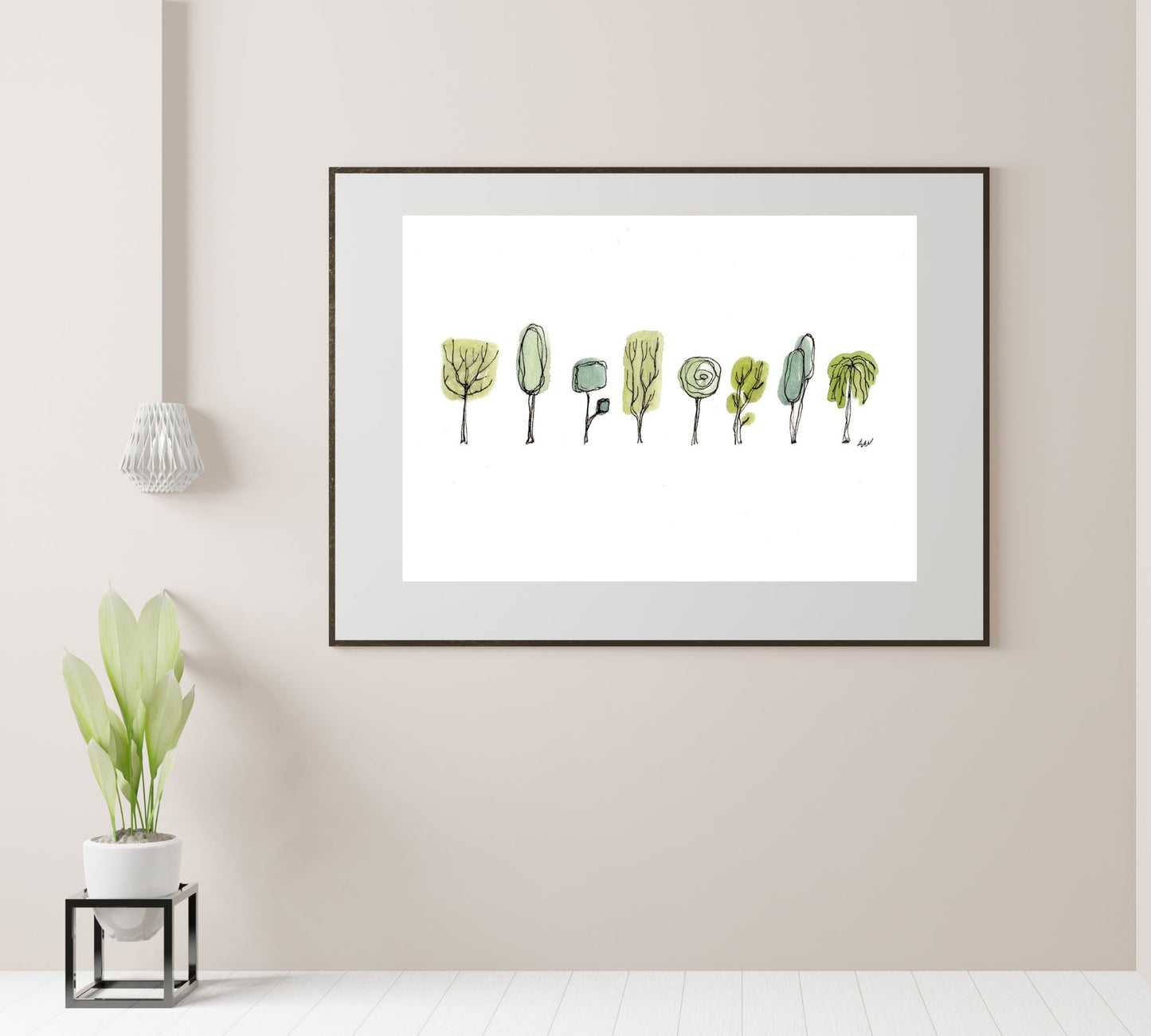 Abstract Trees - Pen and Watercolor Archival Art Print