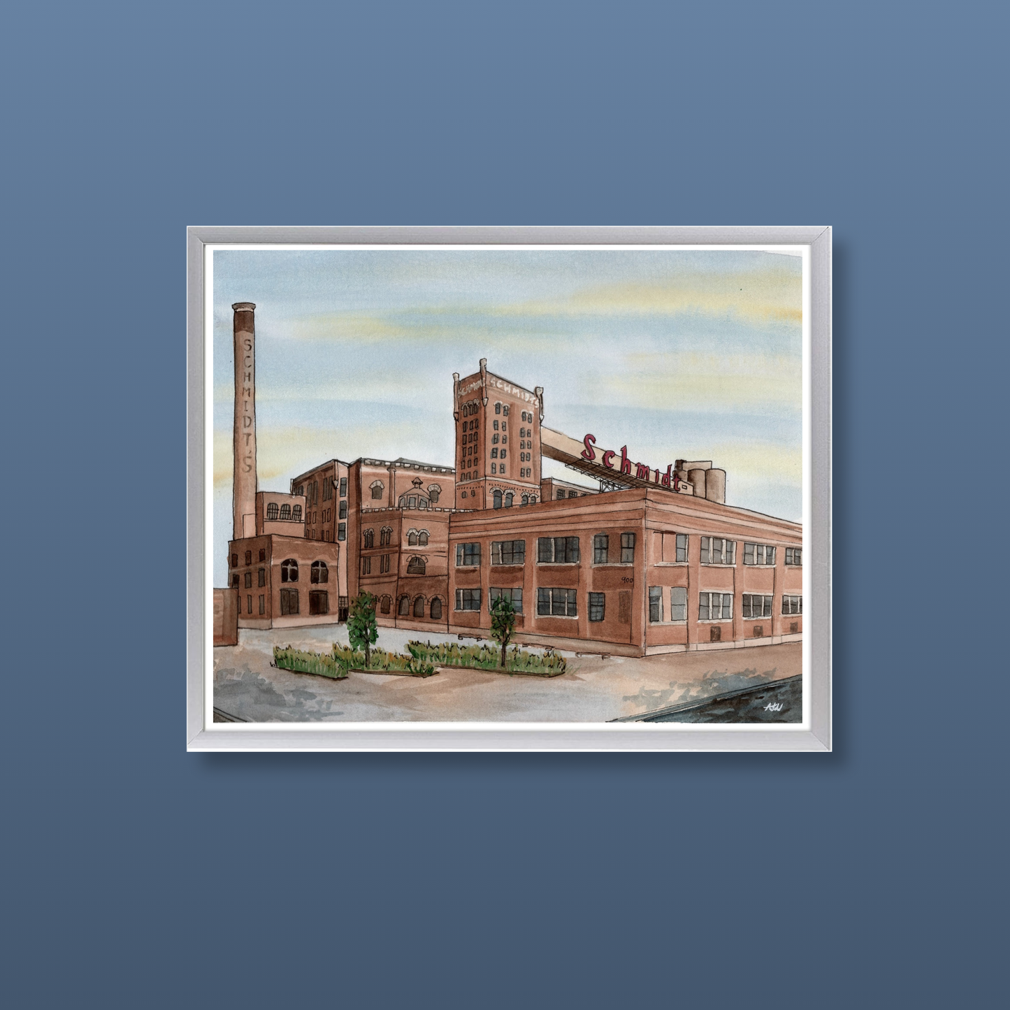 Schmidt's Brewery - Framed Original Watercolor Painting