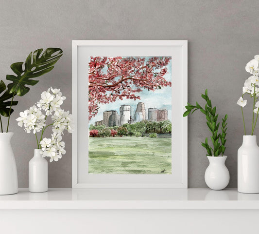 Minneapolis in Spring in Pen and Watercolor - Archival Quality Art Print - alyssawhetstoneart