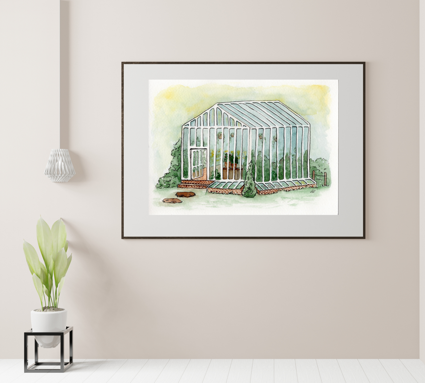 Greenhouse - Pen and Watercolor Archival Art Print