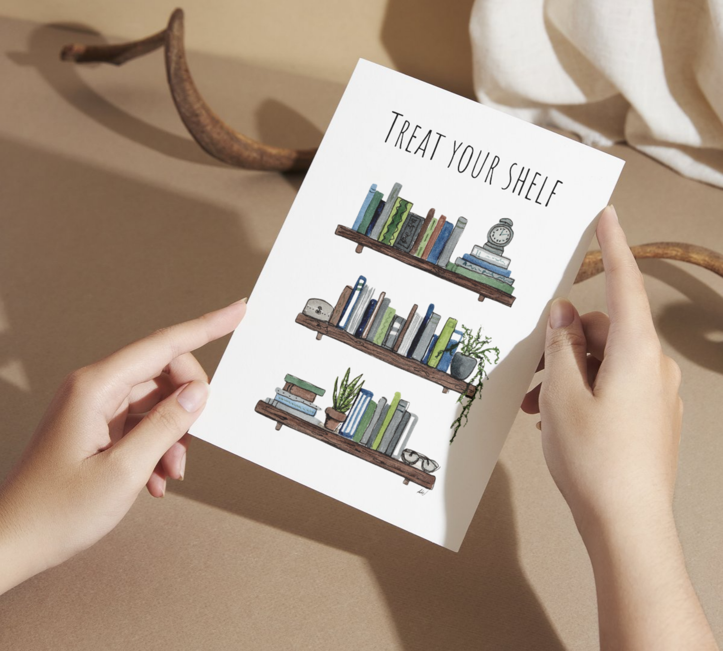 Treat Your Shelf Watercolor Greeting Card