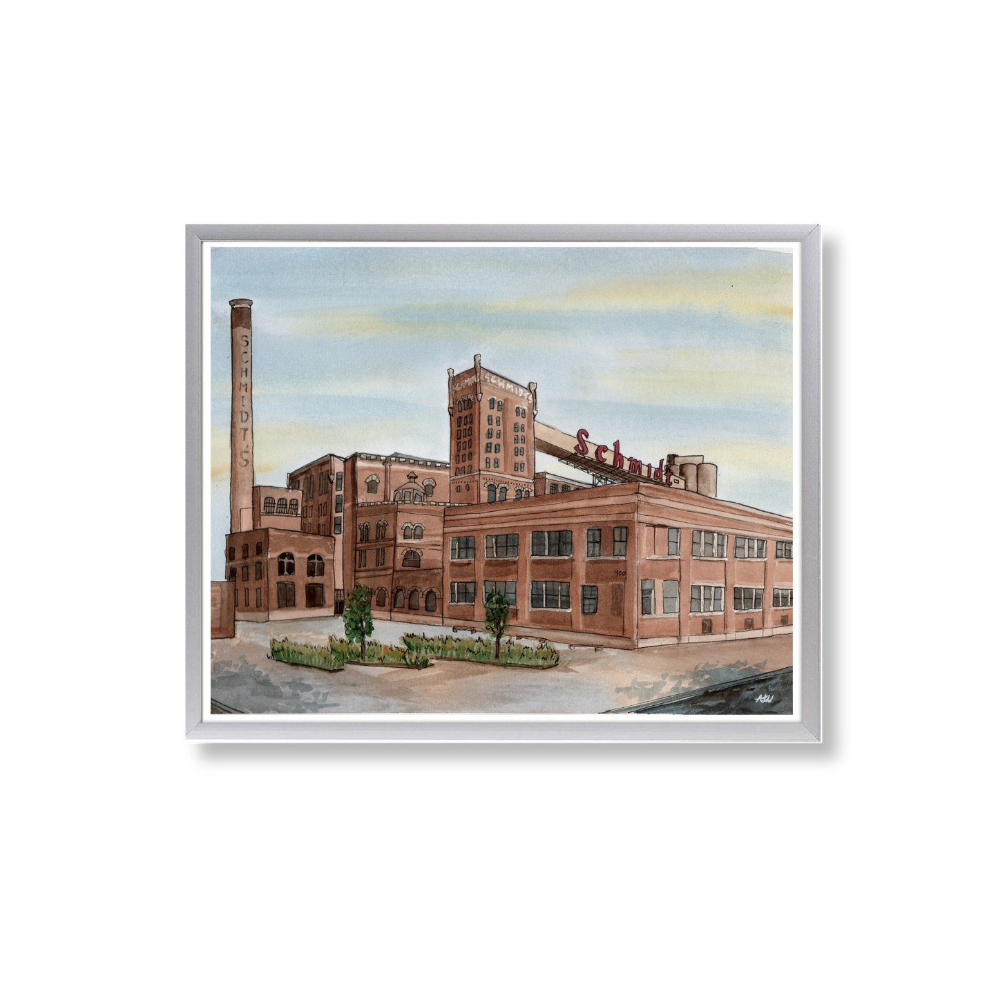 Schmidt's Brewery - Framed Original Watercolor Painting