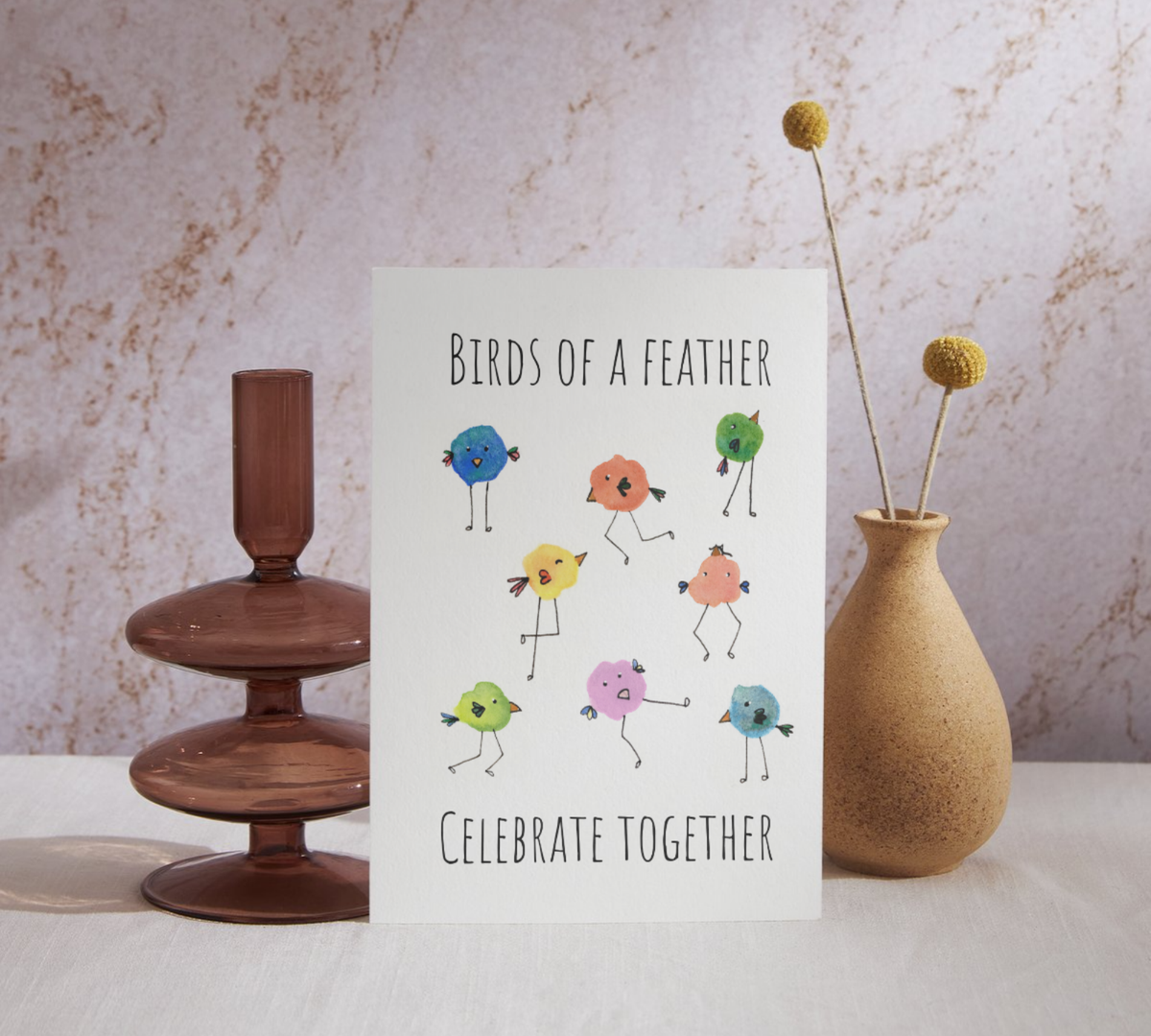 Birds of a Feather Watercolor Greeting Card