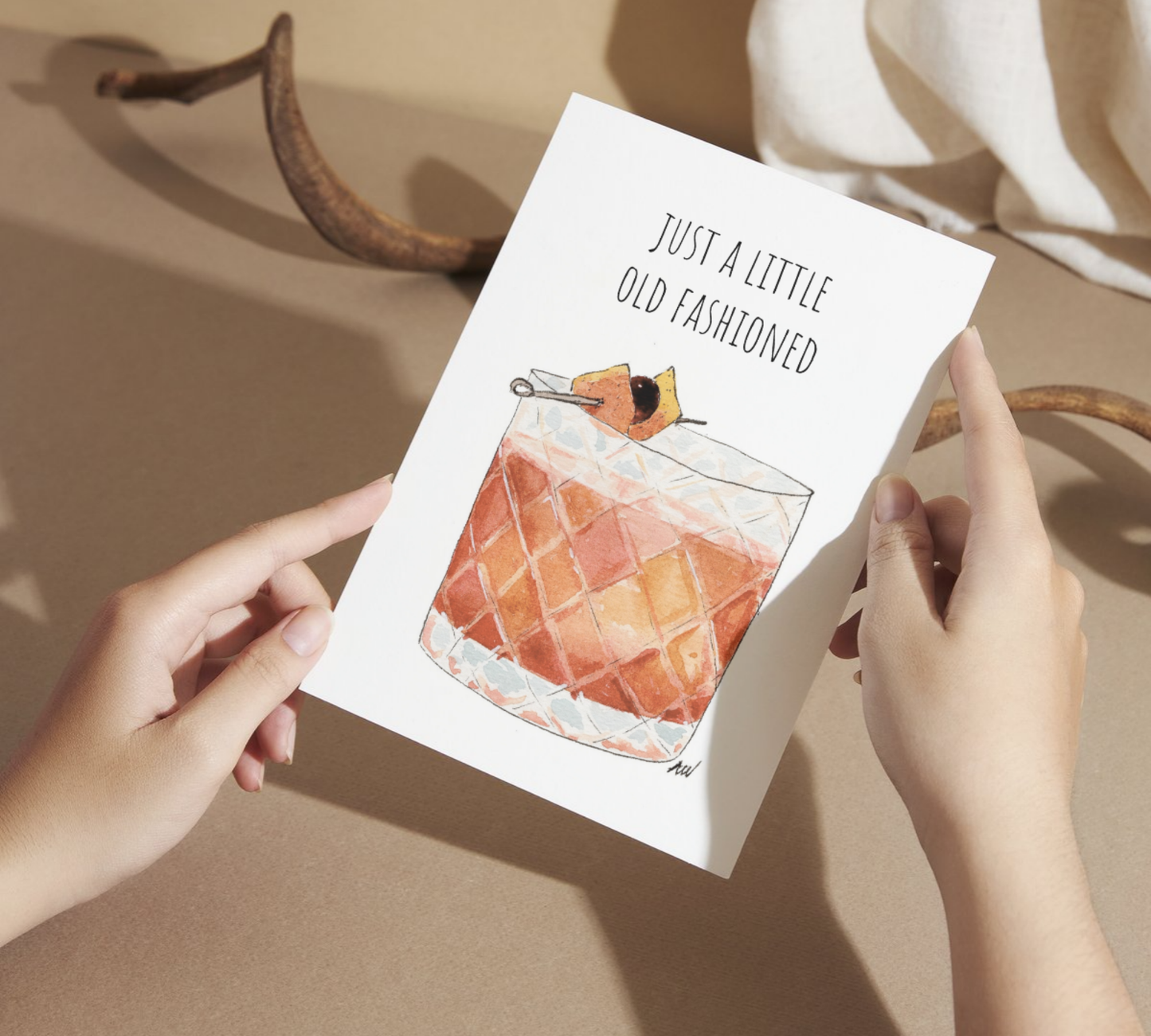 Old Fashioned Watercolor Greeting Card