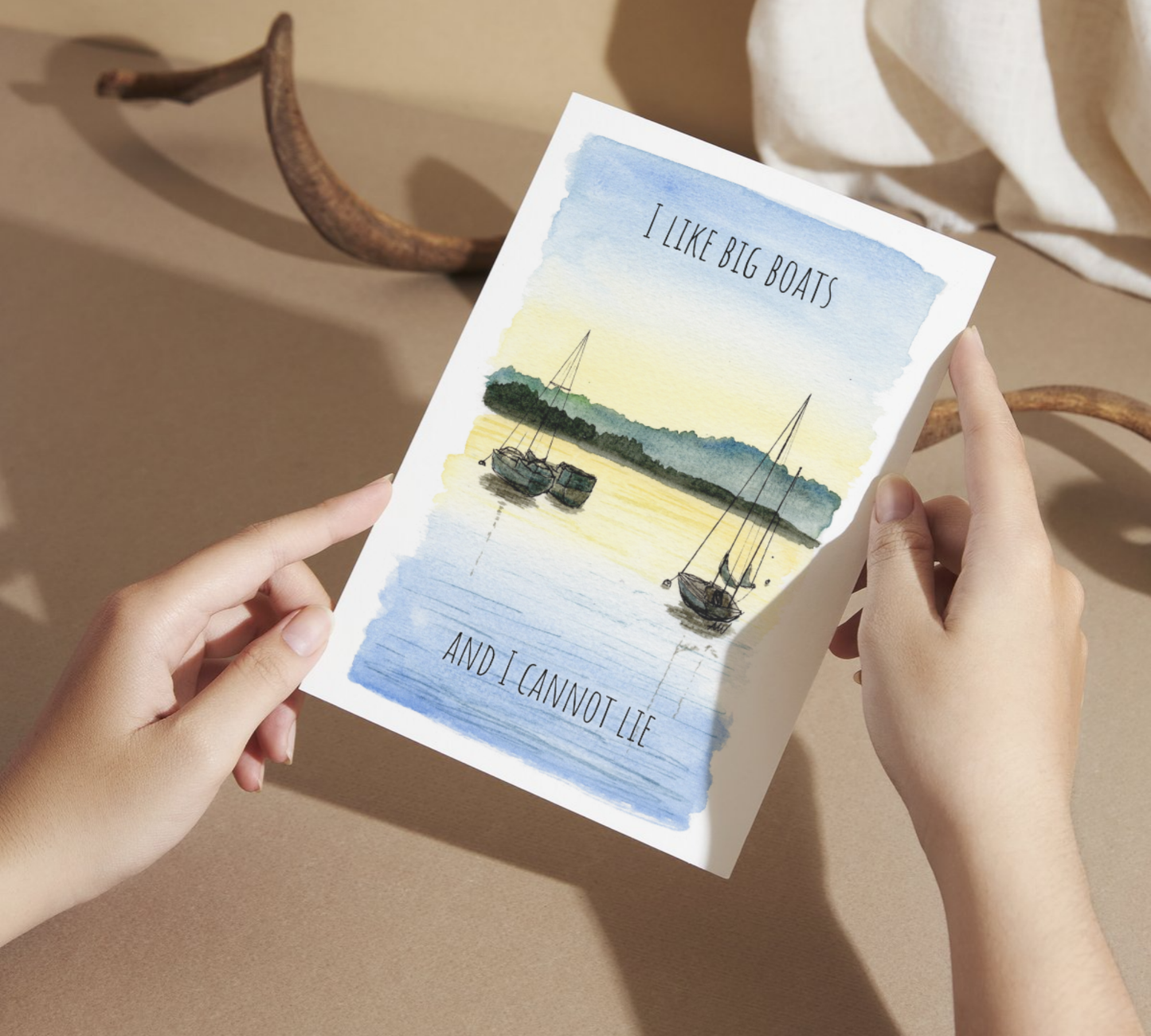 I Like Big Boats Watercolor Greeting Card