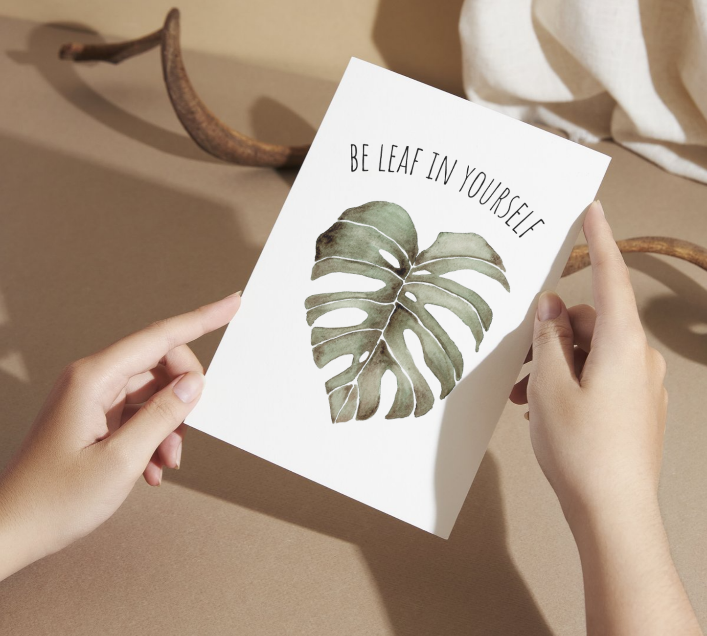 Be Leaf in Yourself Watercolor Greeting Card