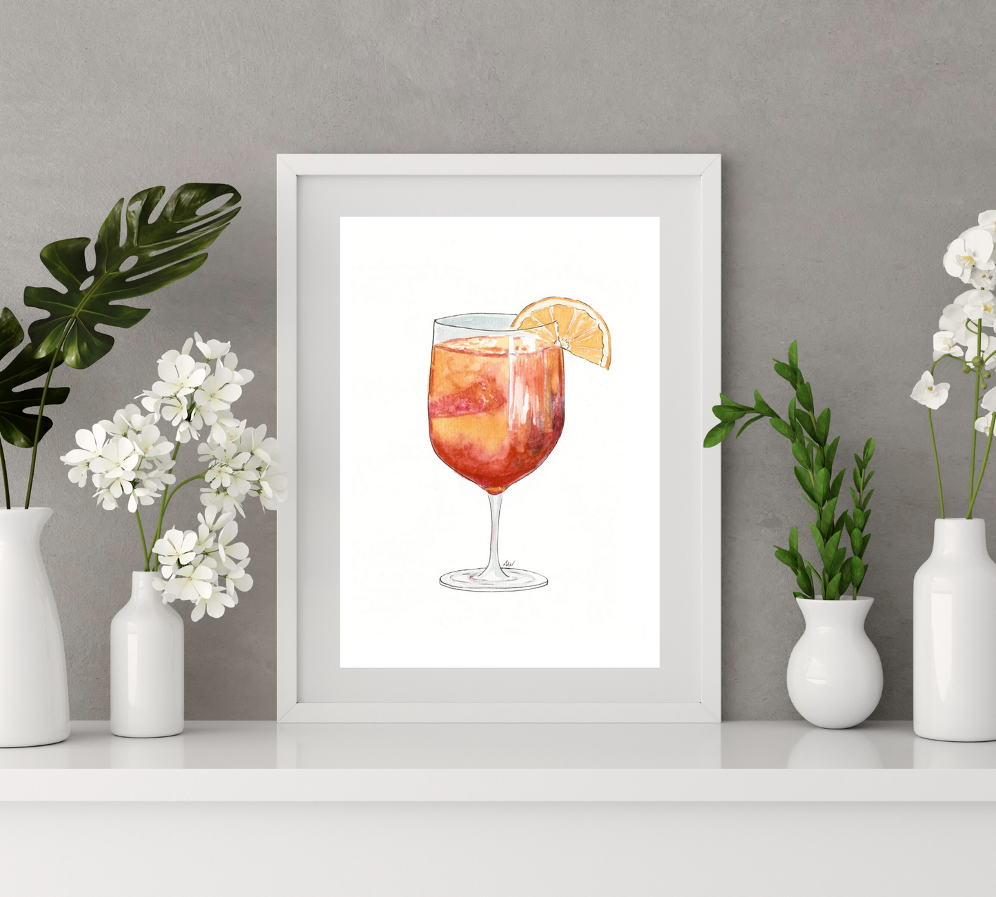 Aperol Spritz - Pen and Watercolor Archival Art Print