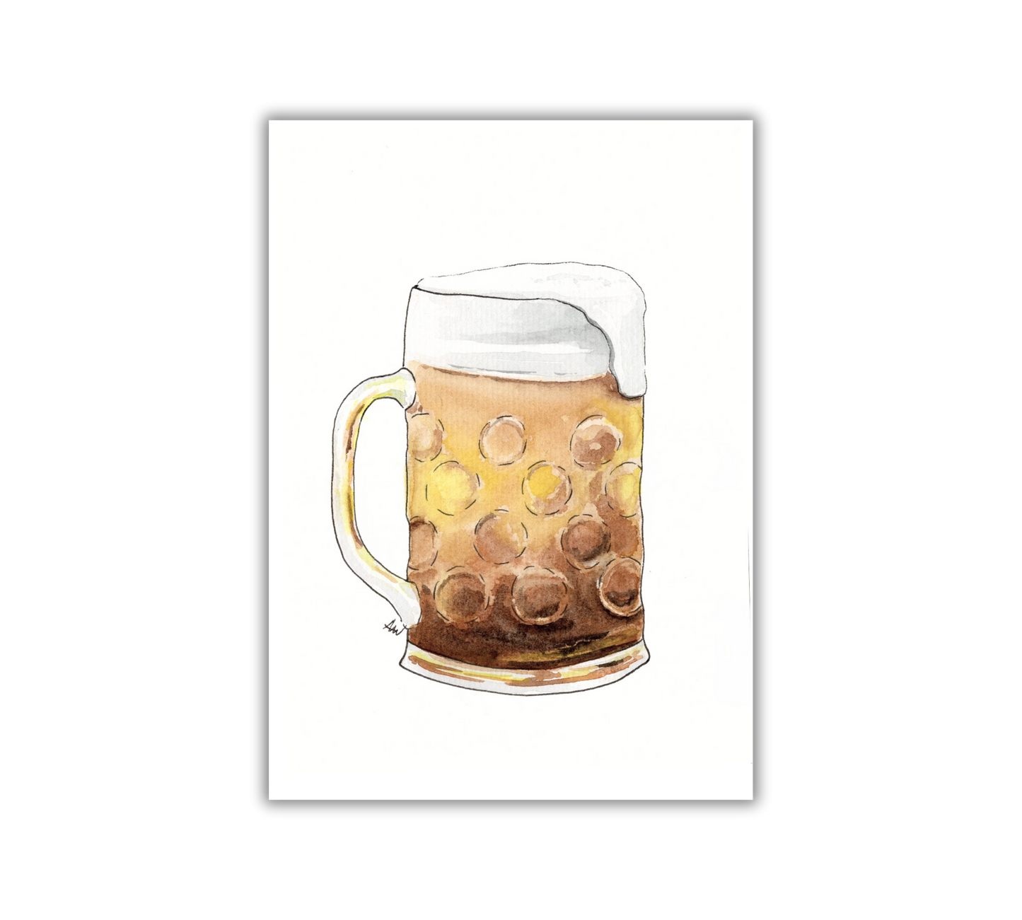 Beer Stein - Pen and Watercolor Archival Art Print