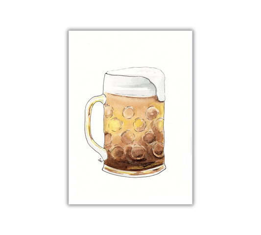 Beer Stein - Pen and Watercolor Archival Art Print