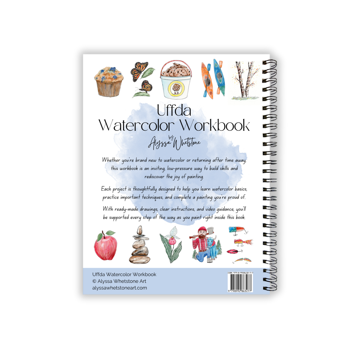 Uffda Watercolor Workbook - Video Directions Included
