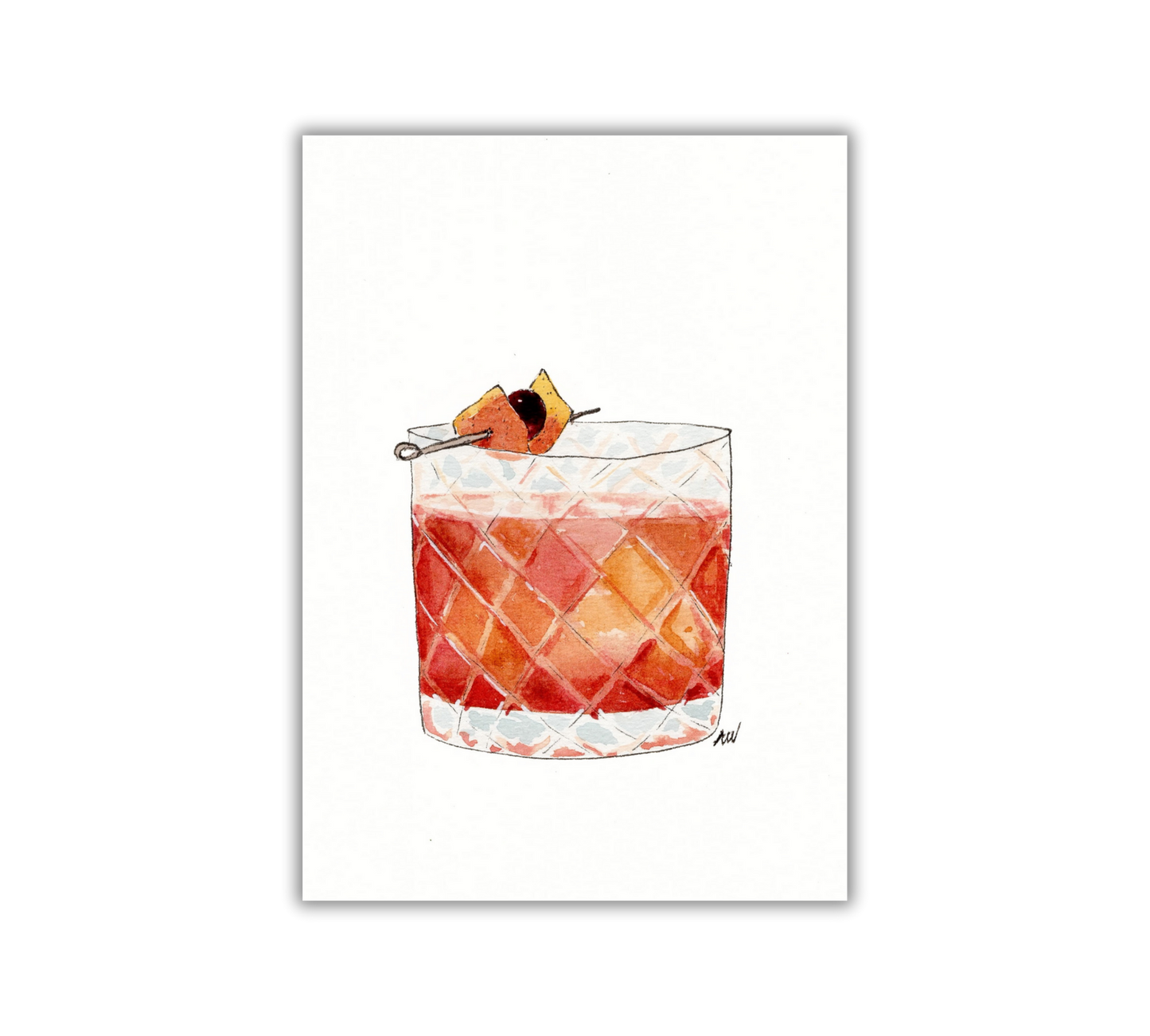 Old Fashioned - Pen and Watercolor Archival Art Print