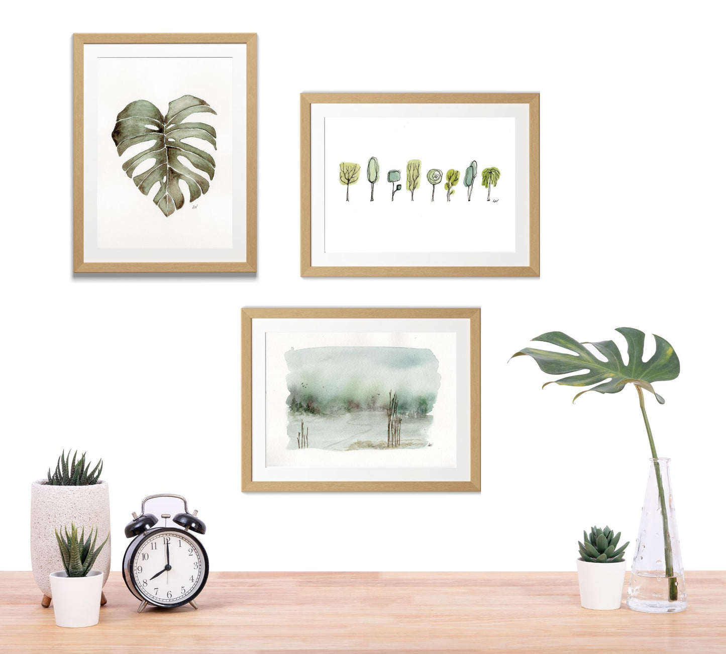 Monstera Leaf - Pen and Watercolor Archival Art Print