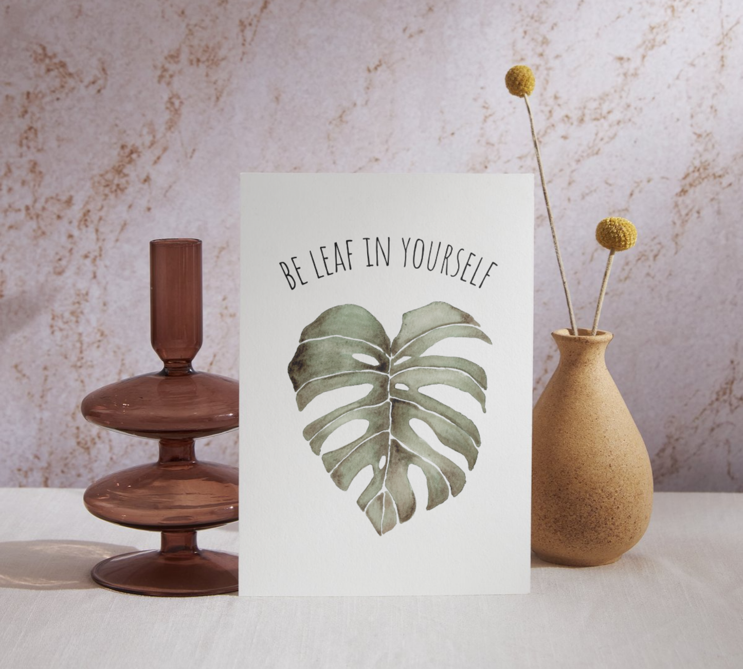 Be Leaf in Yourself Watercolor Greeting Card