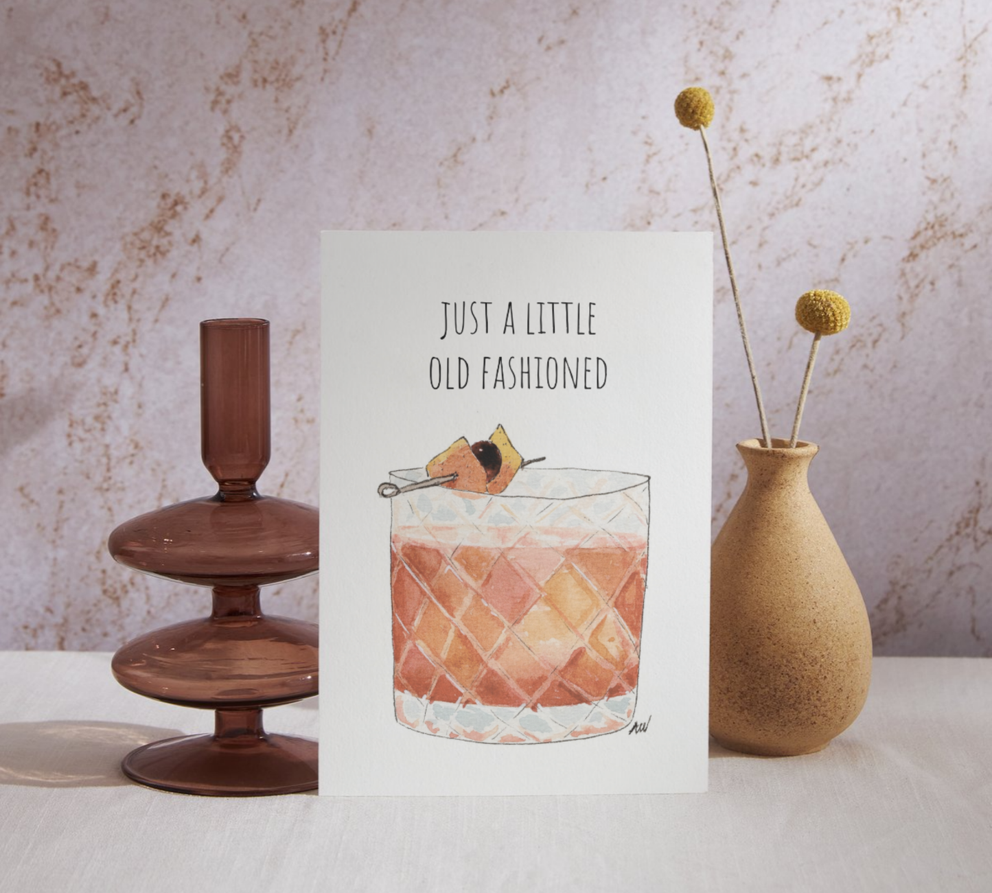 Old Fashioned Watercolor Greeting Card