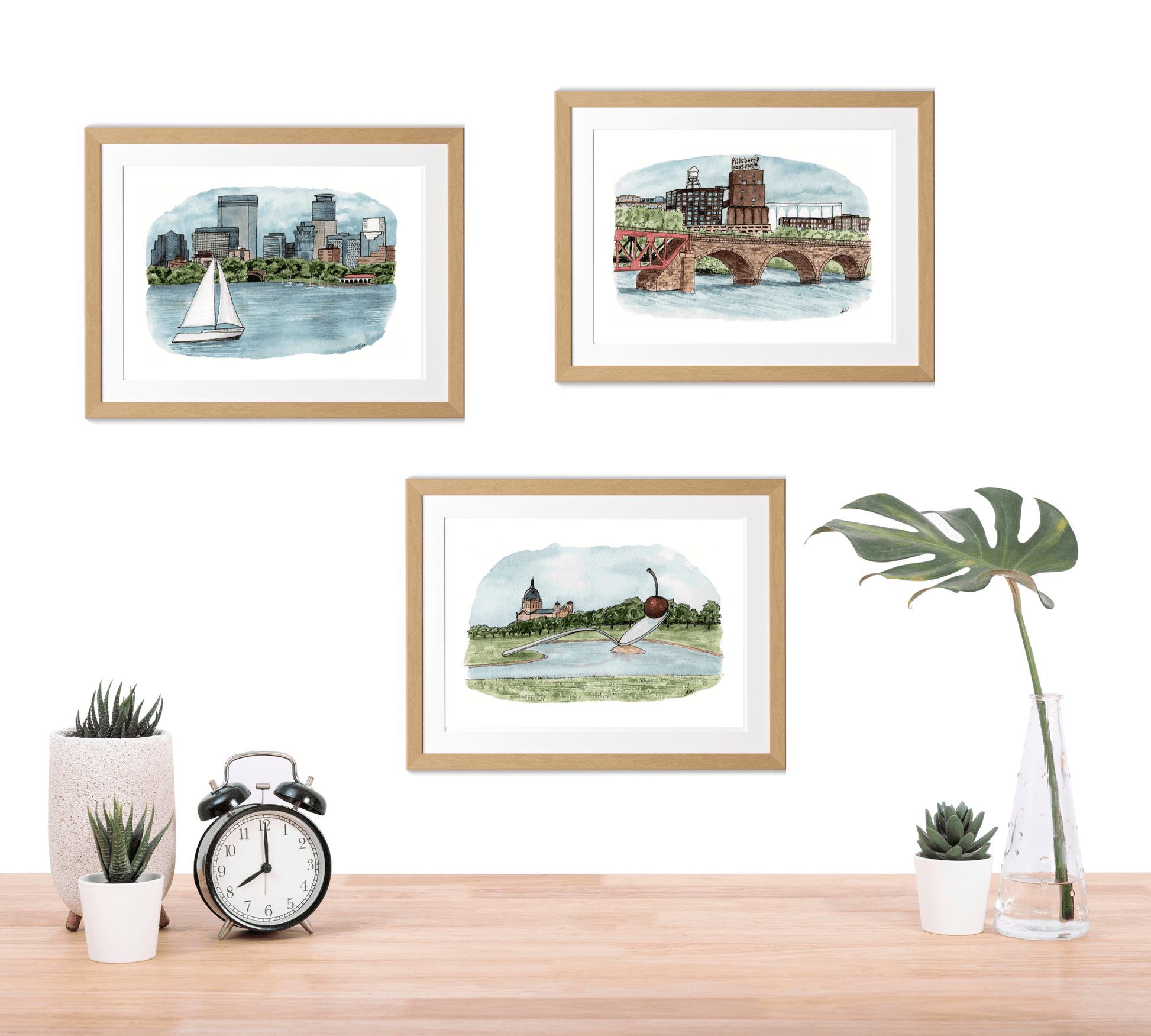 Pillsbury at the Stone Arch - Pen and Watercolor Art - Archival Quality Art Print - alyssawhetstoneart