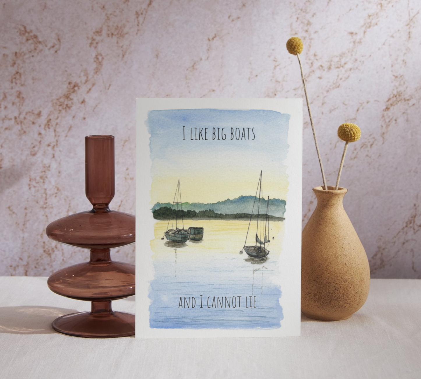 I Like Big Boats Watercolor Greeting Card