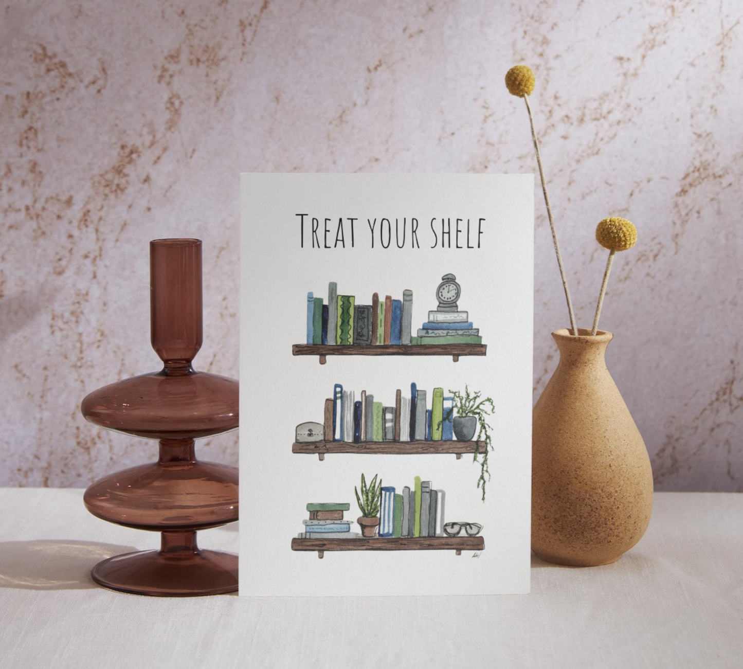 Treat Your Shelf Watercolor Greeting Card