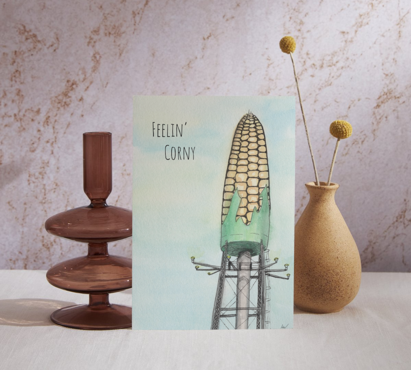 Feelin' Corny Watercolor Greeting Card