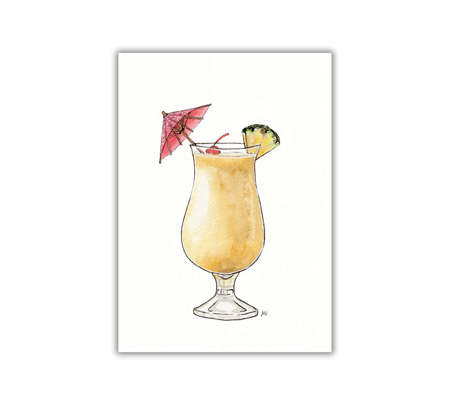 Piña Colada - Pen and Watercolor Archival Art Print