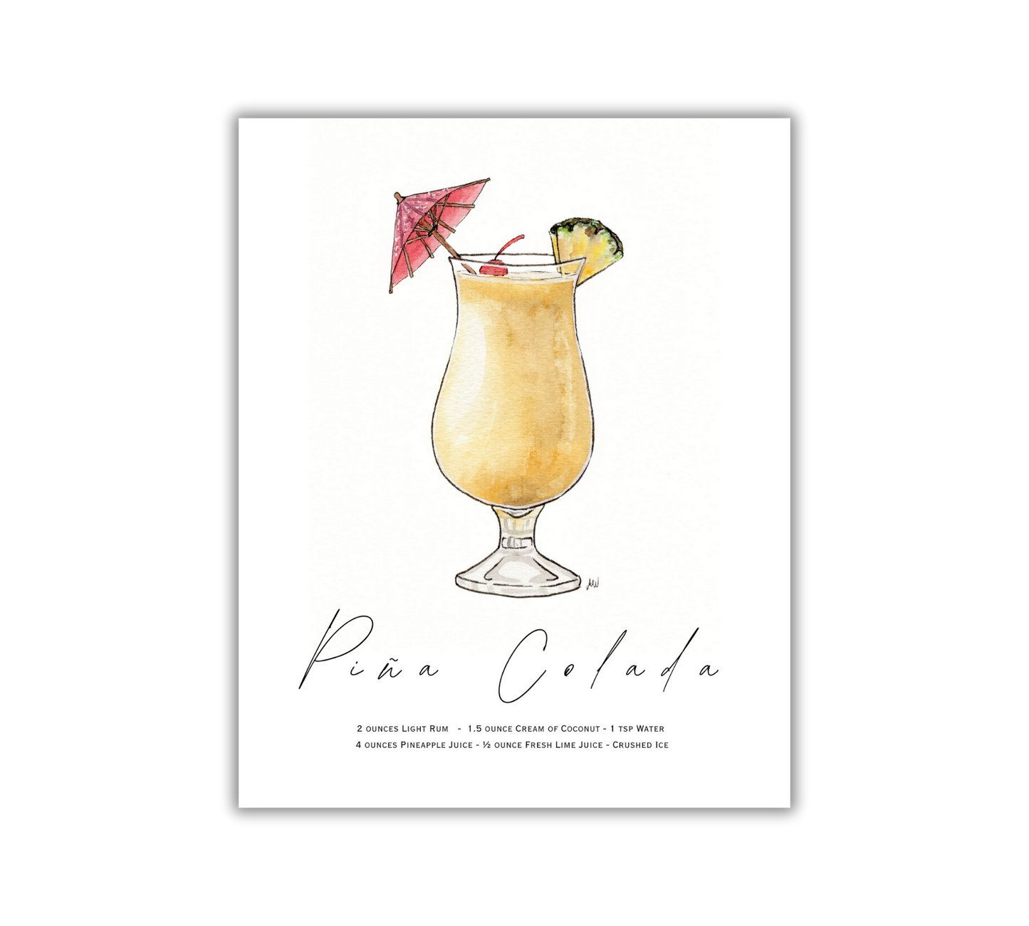 Piña Colada - Pen and Watercolor Archival Art Print