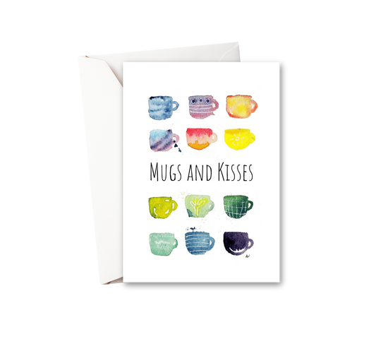 Mugs and Kisses Watercolor Greeting Card