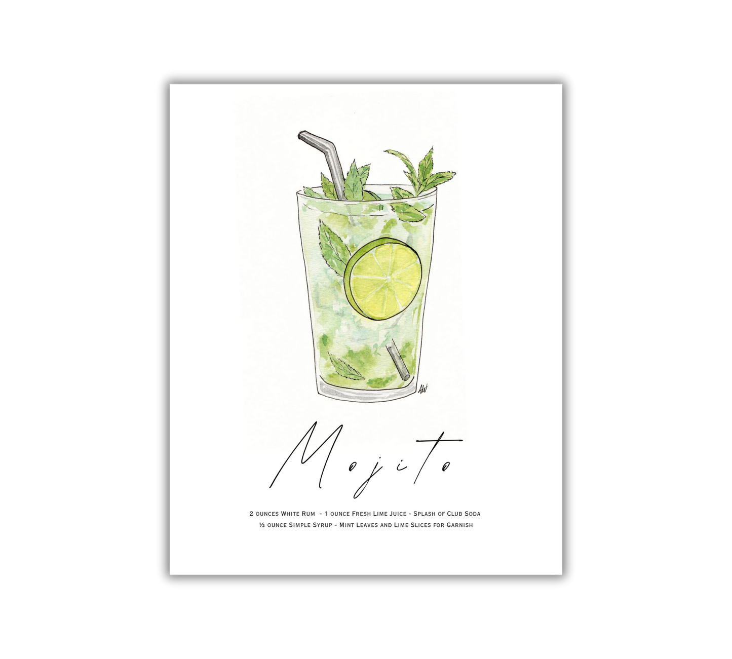 Mojito - Pen and Watercolor Archival Art Print