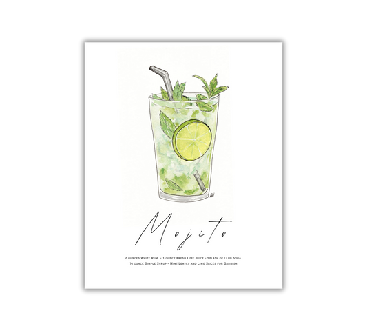 Mojito - Pen and Watercolor Archival Art Print