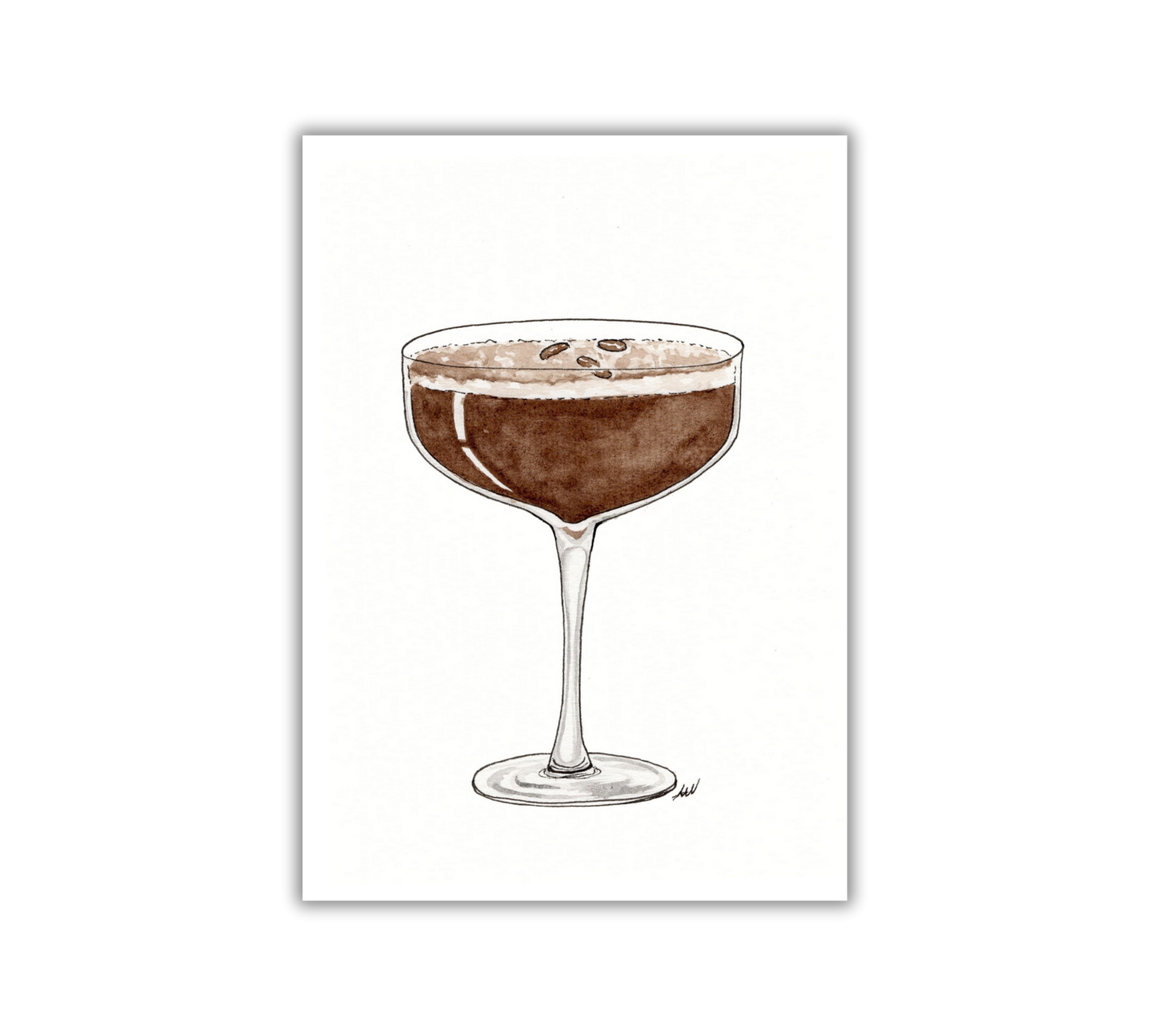 Espresso Martini - Pen and Watercolor Archival Art Print