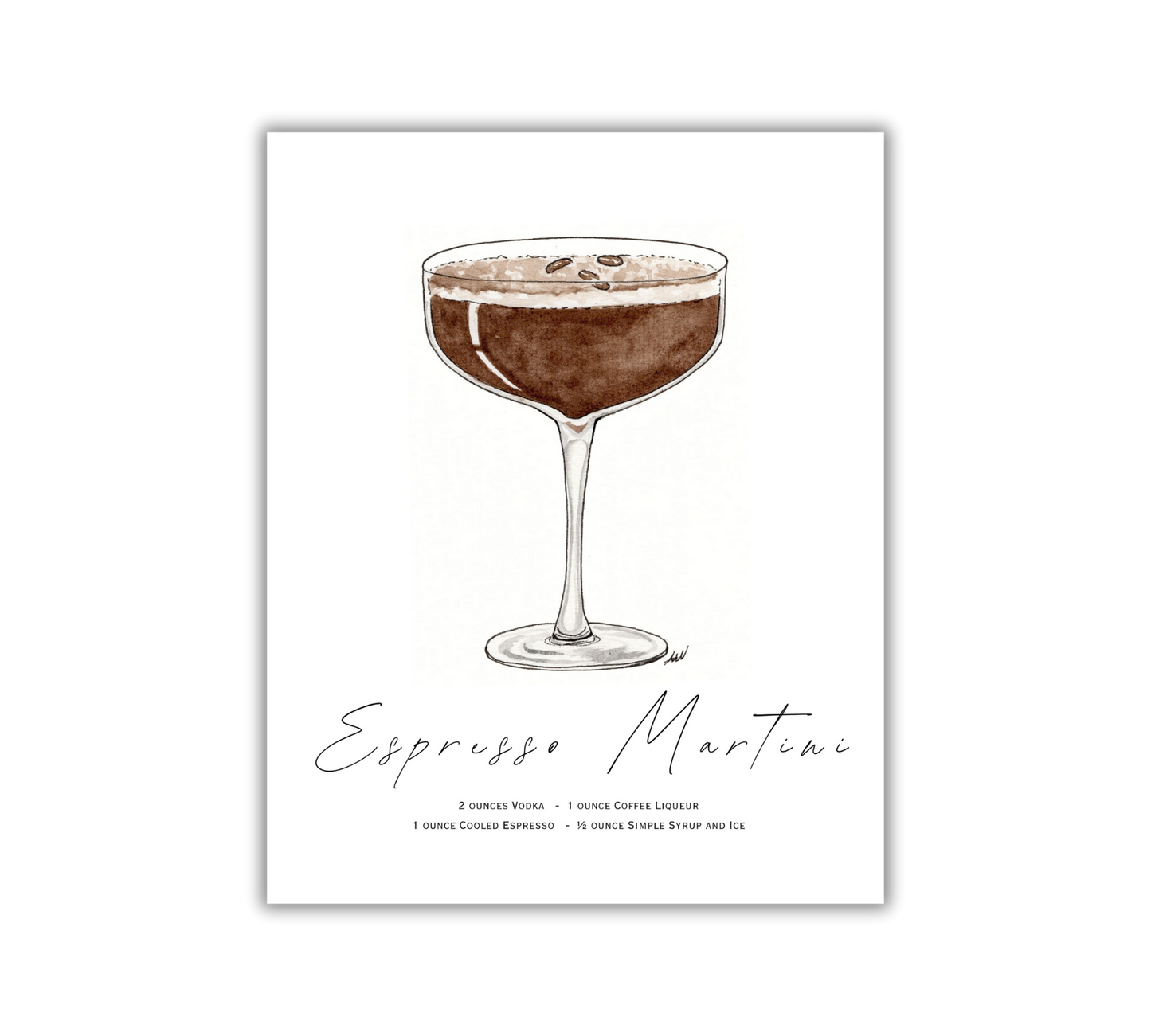 Espresso Martini - Pen and Watercolor Archival Art Print