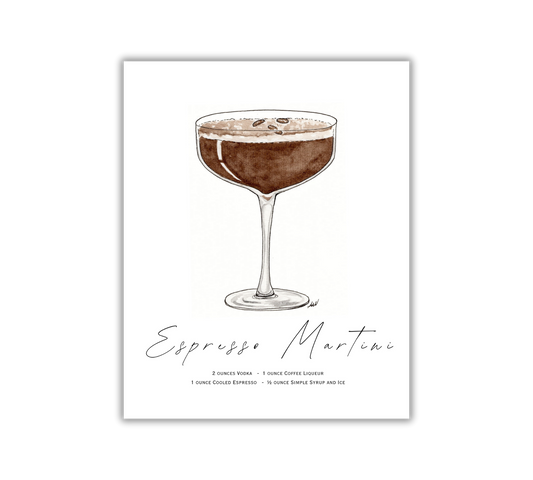 Espresso Martini - Pen and Watercolor Archival Art Print
