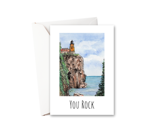 You Rock - Split Rock Lighthouse Watercolor Greeting Card