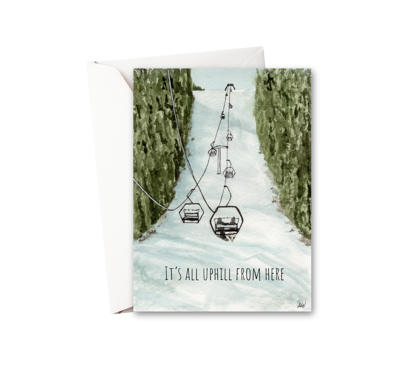 It's All Uphill From Here Watercolor Greeting Card