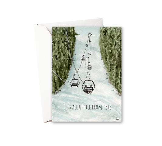 It's All Uphill From Here Watercolor Greeting Card