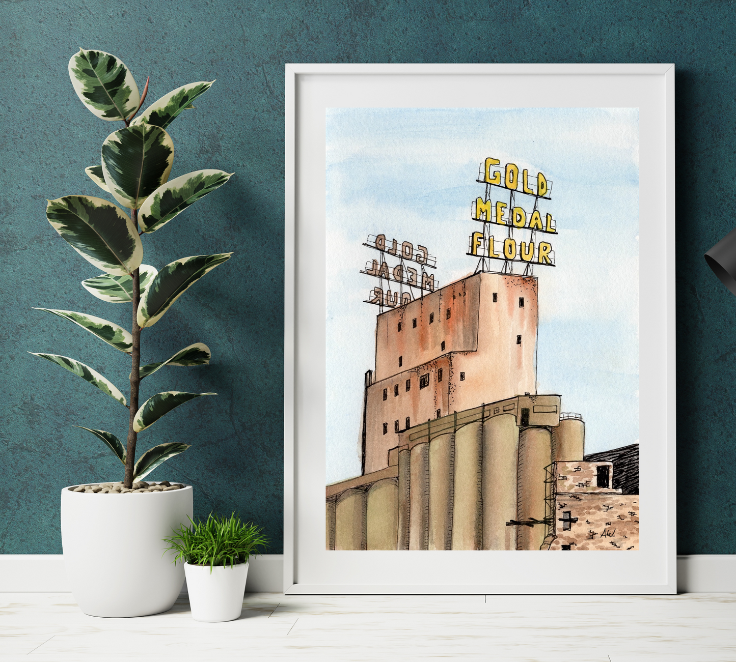 Gold Medal Flour Building in Minneapolis - Pen and Watercolor Art - Archival Quality Art Print