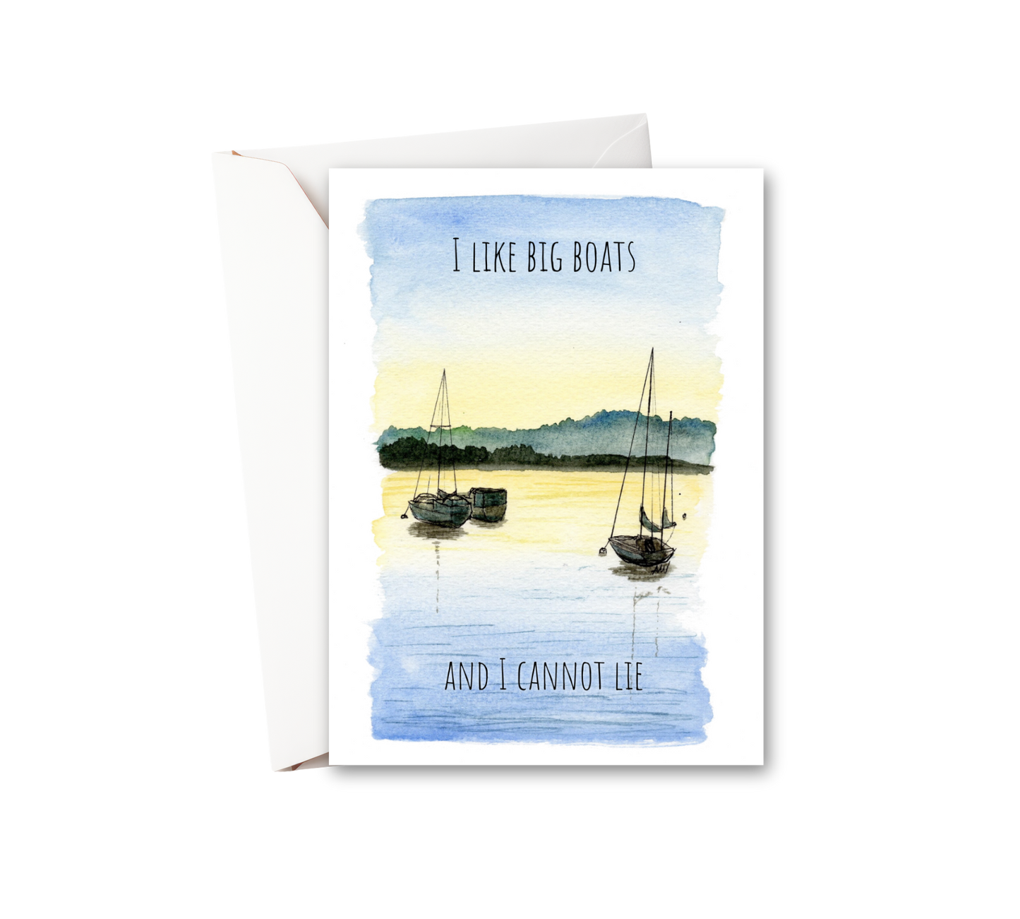 I Like Big Boats Watercolor Greeting Card