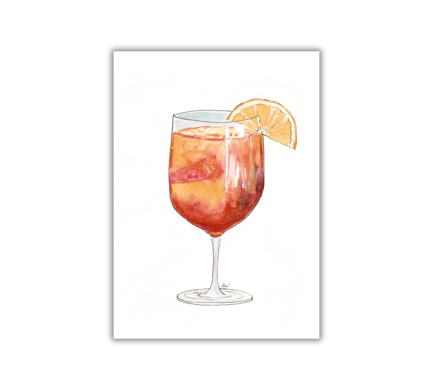 Aperol Spritz - Pen and Watercolor Archival Art Print