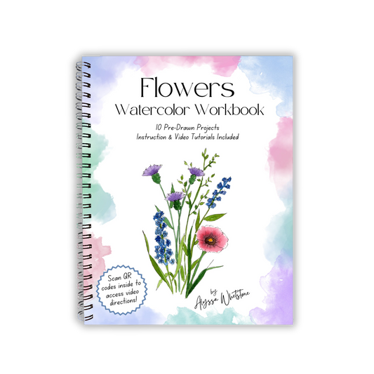 Flowers Watercolor Workbook - Video Directions Included
