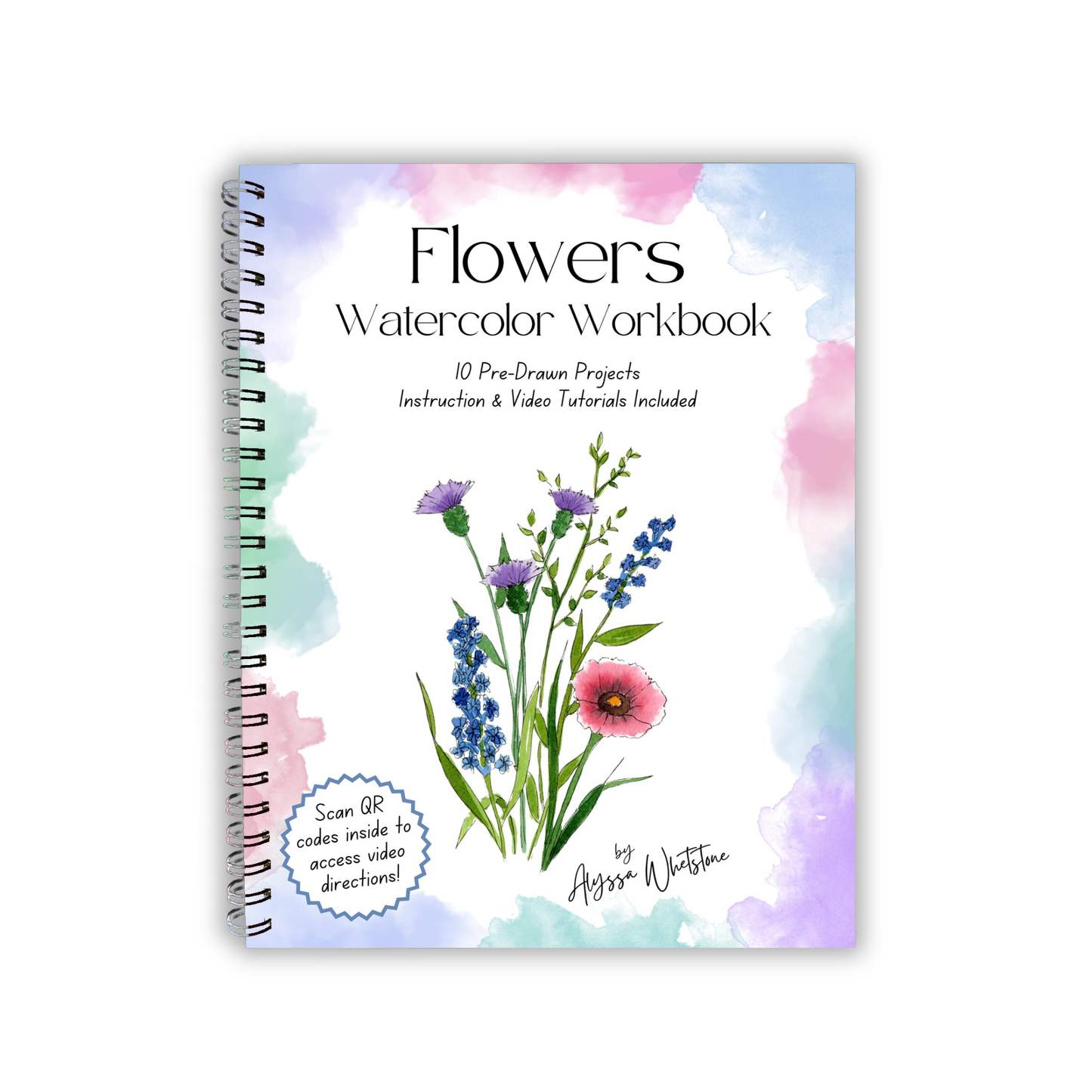 Flowers Watercolor Workbook - Video Directions Included