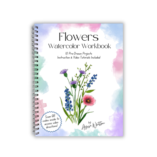 Flowers Watercolor Workbook - Video Directions Included