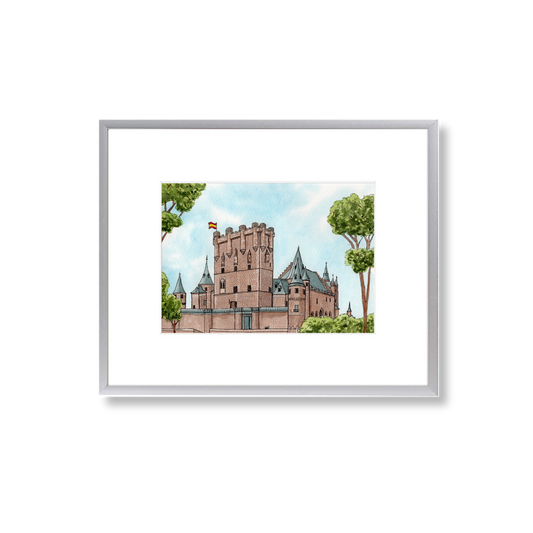Spanish Castle Al Alcazar - Framed Original Watercolor Painting